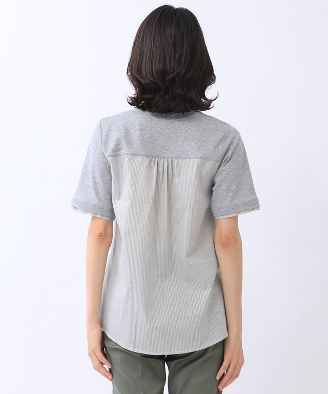スノーリネン 布帛切り替え Tシャツ【接触冷感】