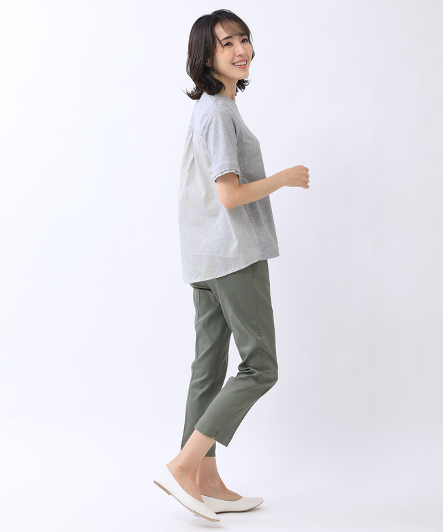 スノーリネン 布帛切り替え Tシャツ【接触冷感】