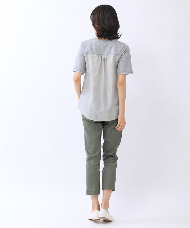 スノーリネン 布帛切り替え Tシャツ【接触冷感】