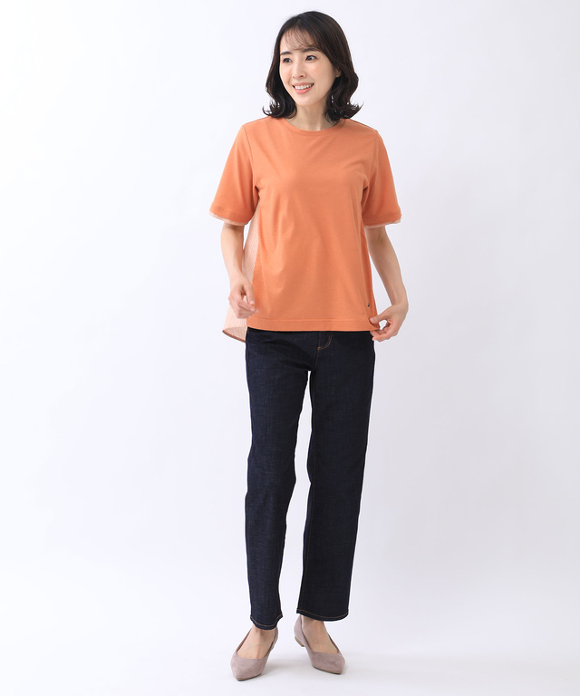 スノーリネン 布帛切り替え Tシャツ【接触冷感】
