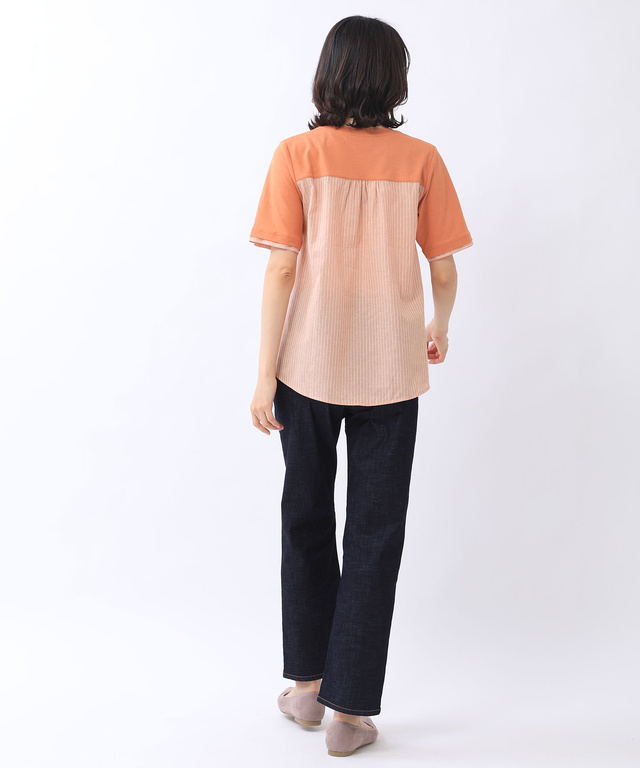 スノーリネン 布帛切り替え Tシャツ【接触冷感】