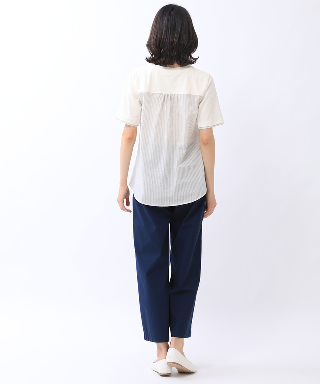 スノーリネン 布帛切り替え Tシャツ【接触冷感】