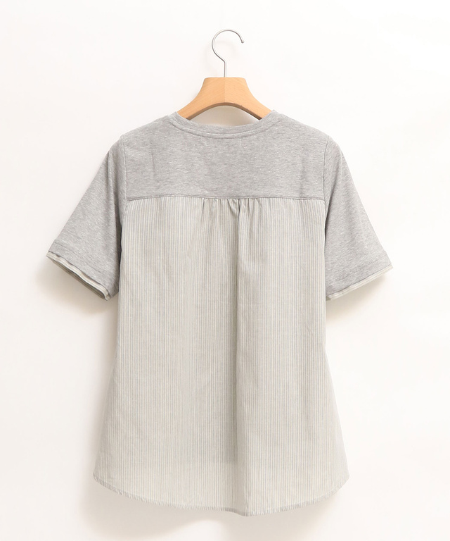 スノーリネン 布帛切り替え Tシャツ【接触冷感】