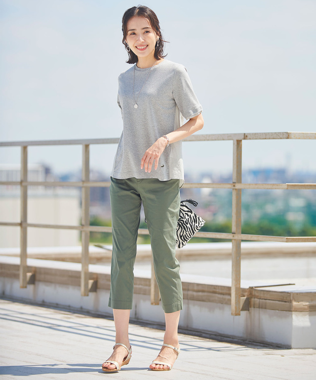 スノーリネン 布帛切り替え Tシャツ【接触冷感】