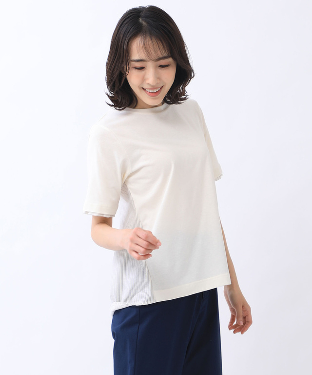 スノーリネン 布帛切り替え Tシャツ【接触冷感】