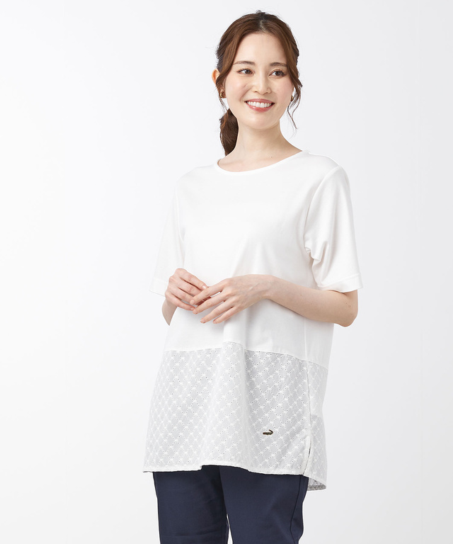 レディース レース切り替え カットソー チュニック通販 [0302-34210] クロコダイル(CROCODILE) 公式通販サイト