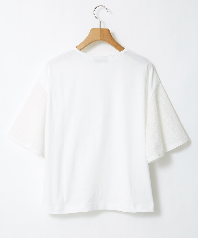 刺繍切り替え ベルスリーブ カットソー