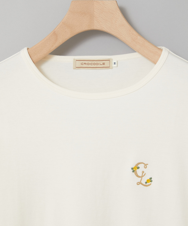 ロゴ刺繍 クルーネック Tシャツ