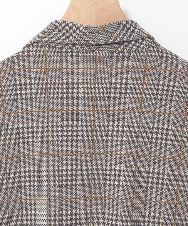 襟デザイン 格子柄 カットチュニック