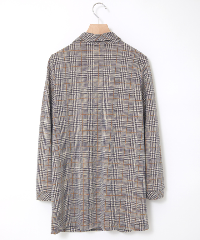 襟デザイン 格子柄 カットチュニック