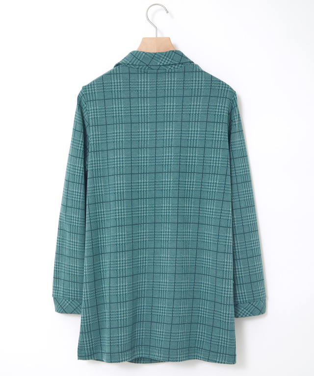 襟デザイン 格子柄 カットチュニック