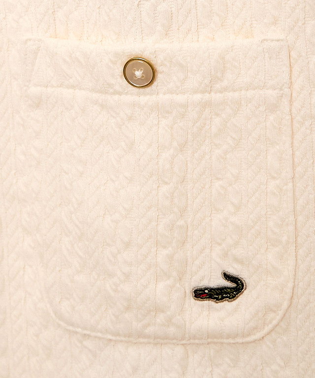 クルーネック ケーブルデザイン カーディガン