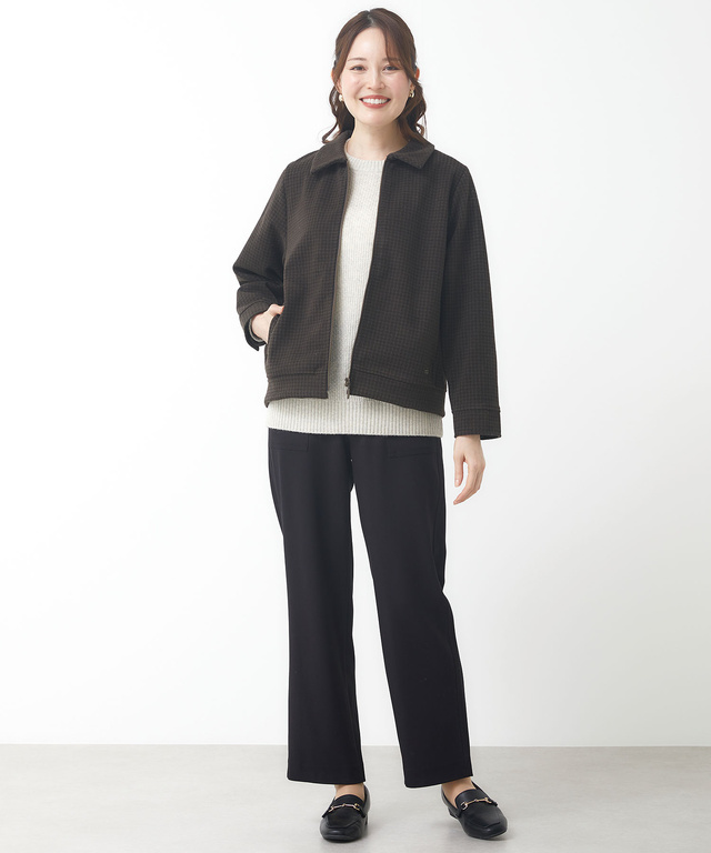 ステンカラー 千鳥柄 ジップジャケット【手洗いOK】