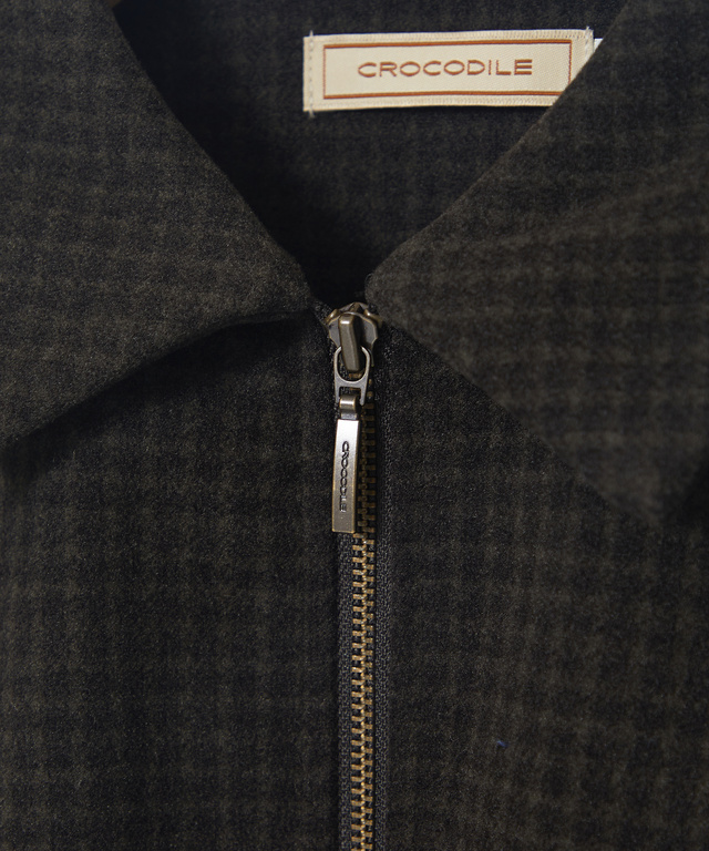 ステンカラー 千鳥柄 ジップジャケット【手洗いOK】