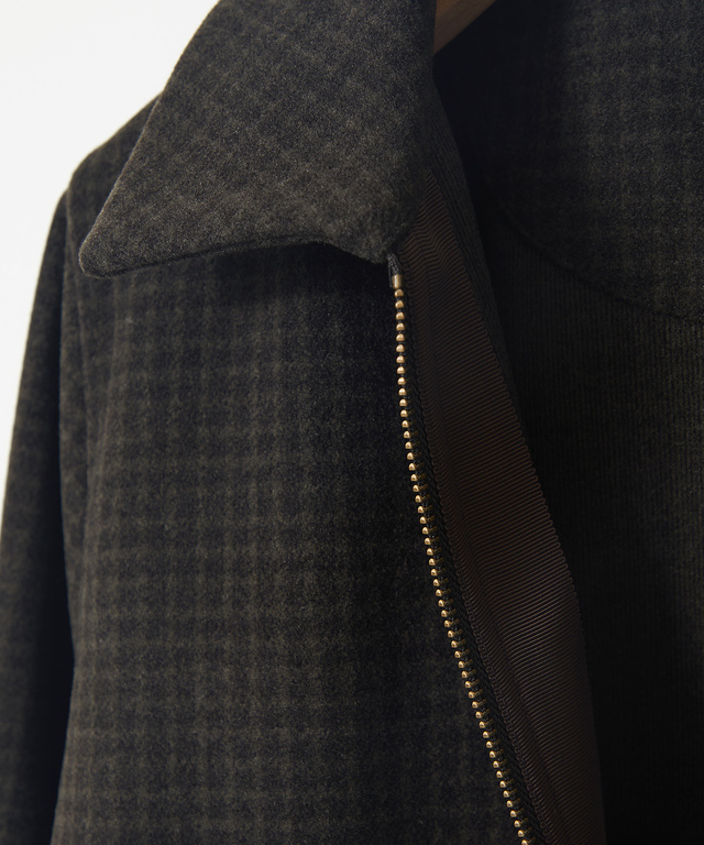 ステンカラー 千鳥柄 ジップジャケット【手洗いOK】