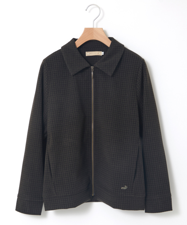 ステンカラー 千鳥柄 ジップジャケット【手洗いOK】