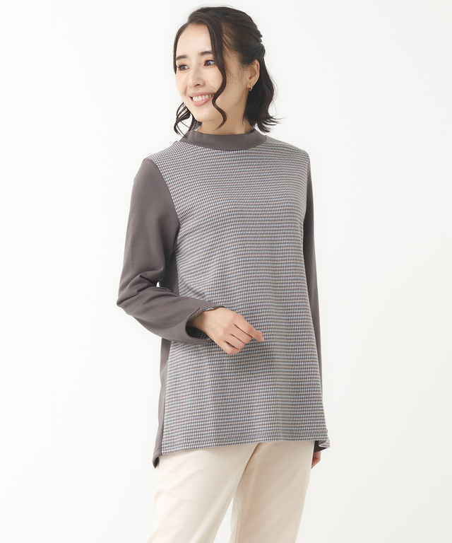 チェック柄 切り替え チュニック