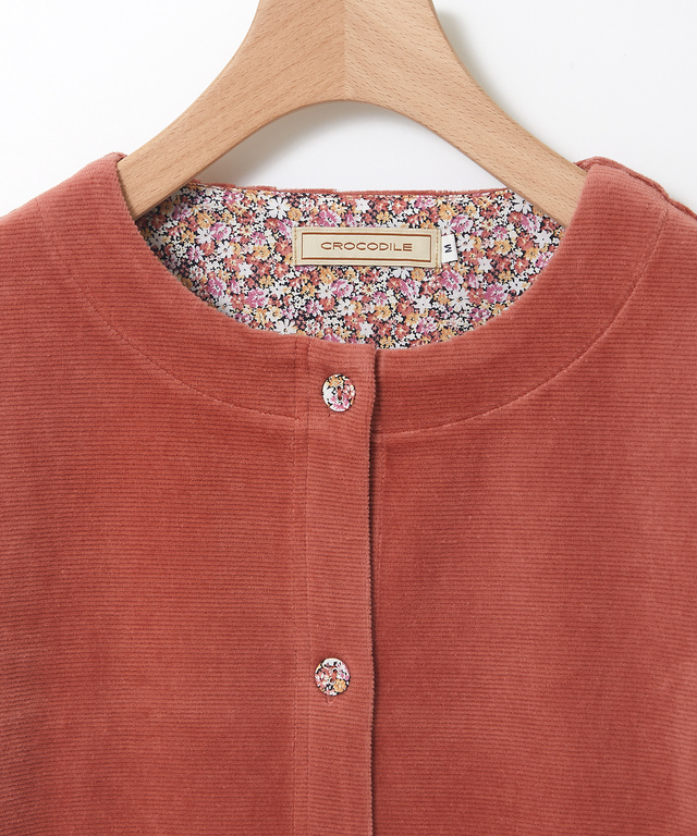 コーデュロイ風 カット カーディガン