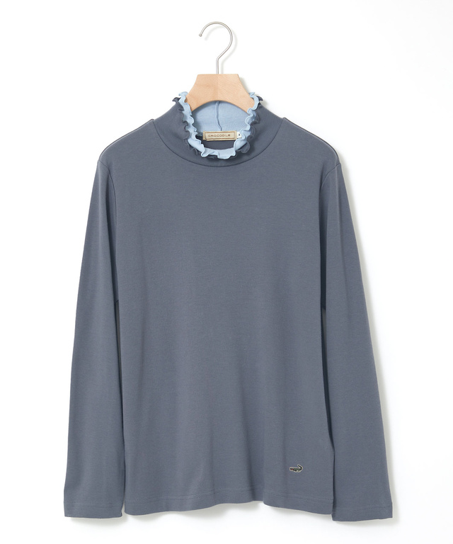 ダブルフリル ハイネック カットソー