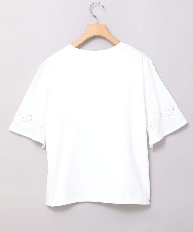 コットン 袖刺繍 Tシャツ