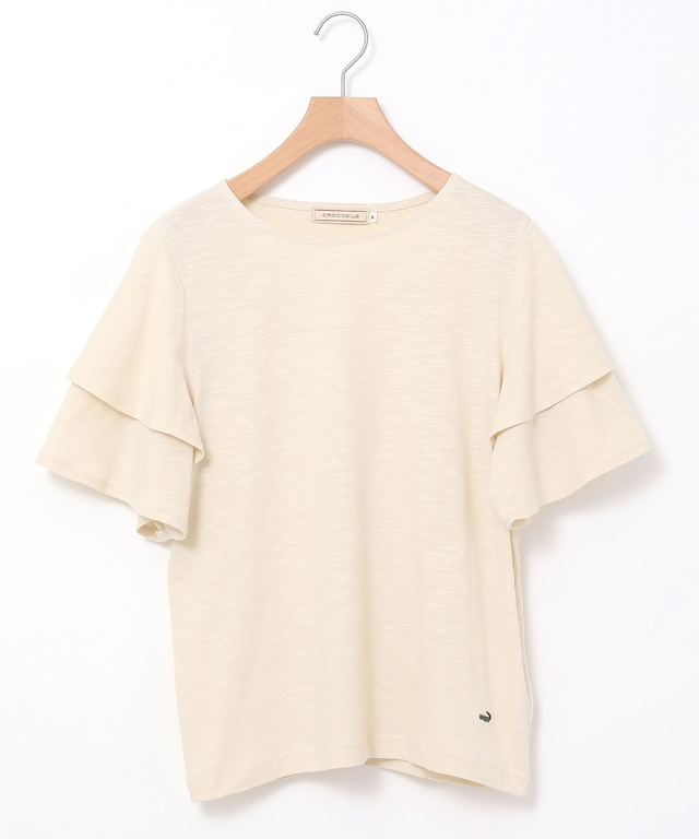 スラブ天竺 フリルスリーブ Tシャツ