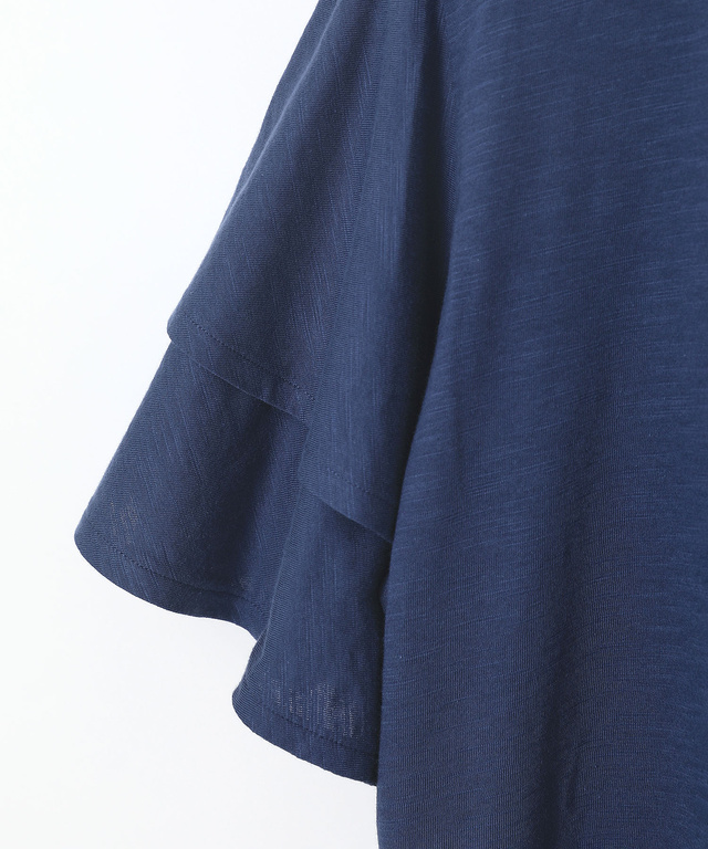 スラブ天竺 フリルスリーブ Tシャツ