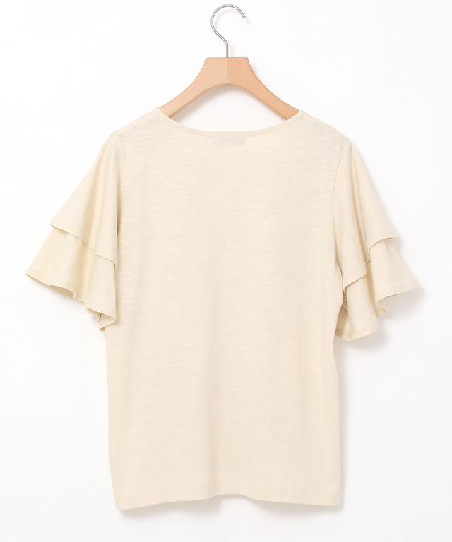 スラブ天竺 フリルスリーブ Tシャツ