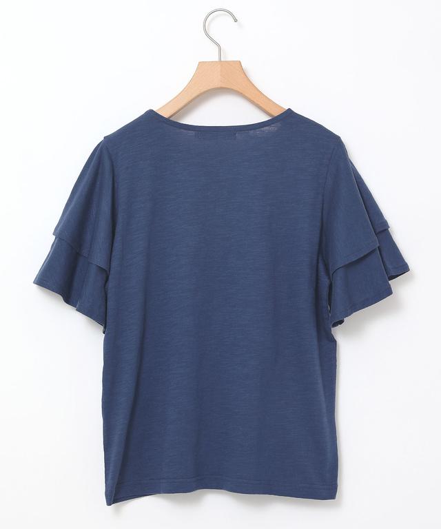 スラブ天竺 フリルスリーブ Tシャツ