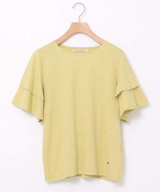 スラブ天竺 フリルスリーブ Tシャツ