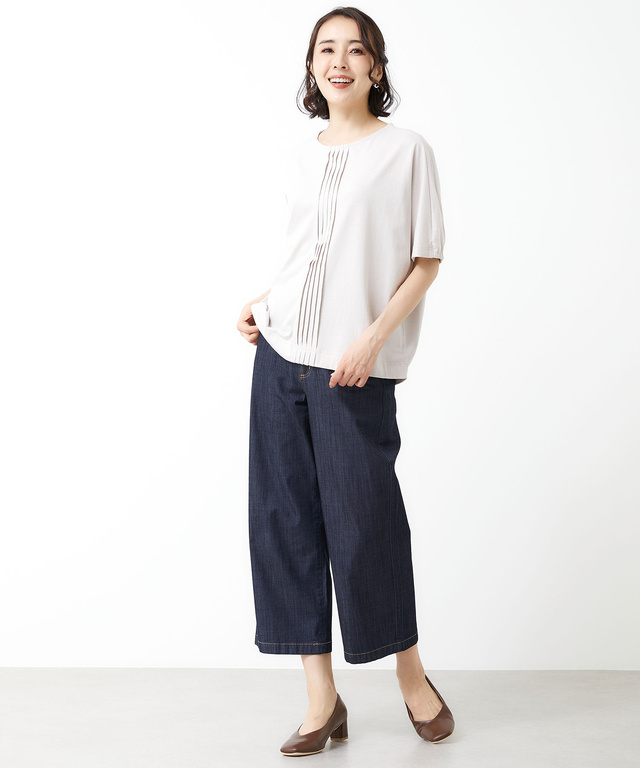 スノーリネン タックデザイン Tシャツ【接触冷感】