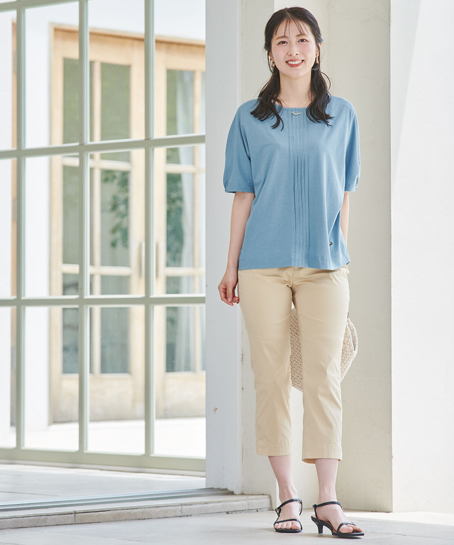 スノーリネン ピンタック プルオーバーTシャツ【接触冷感】