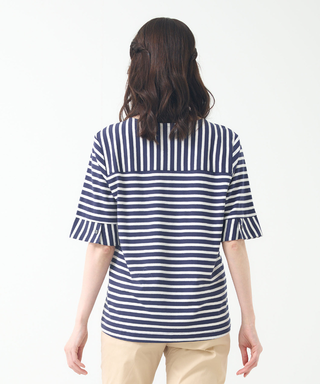 スノーリネン ボーダー Tシャツ【接触冷感】