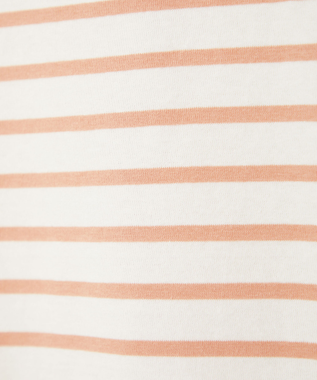 柄編み襟 ボーダー Tシャツ