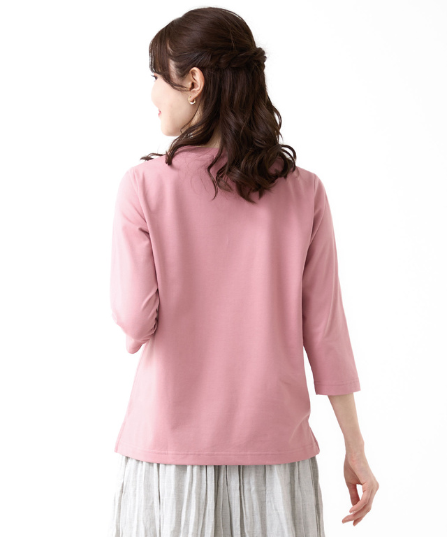 リボンロゴプリント 七分袖 Tシャツ