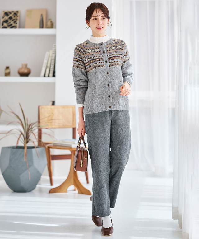 ケーブル柄 ハイネック カットソー