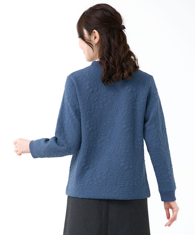 フラワージャカード モックネック トレーナー