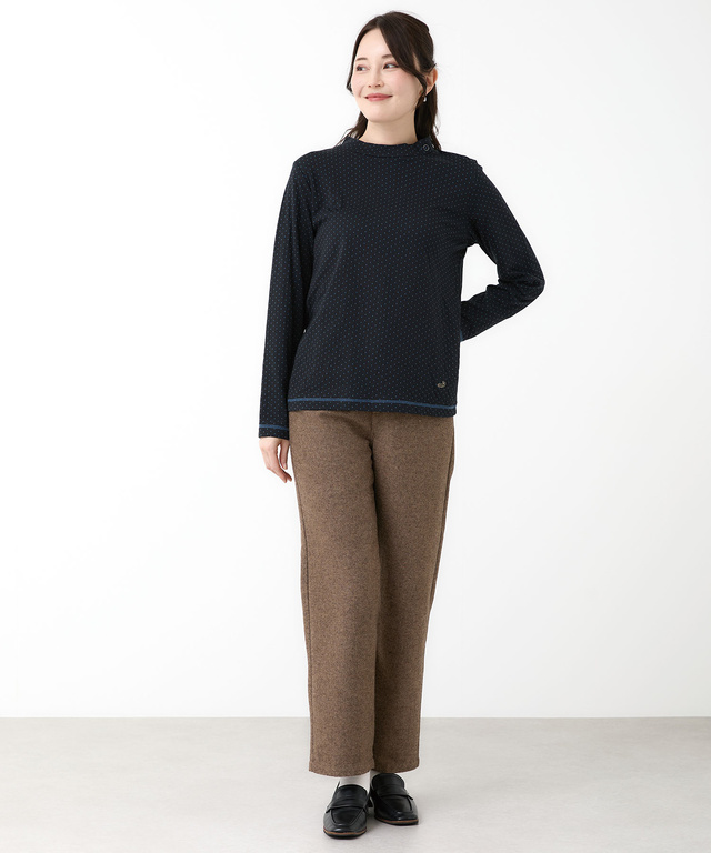 ドット柄 ハイネック プルオーバー