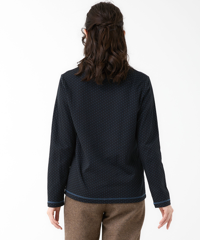 ドット柄 ハイネック プルオーバー