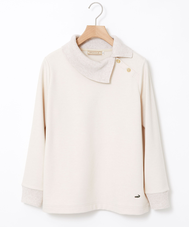 起毛 襟ニット カットソー