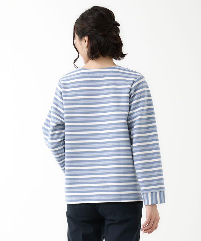 スクエアネック ボーダー プルオーバー