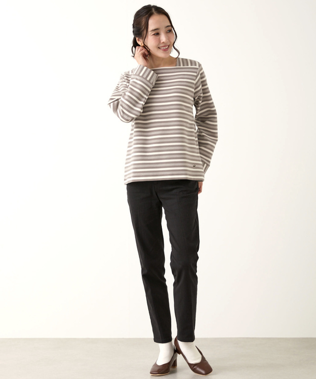スクエアネック ボーダー プルオーバー
