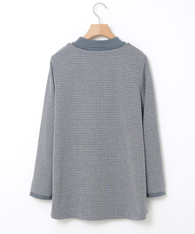千鳥柄ドッキング デザインカットソー