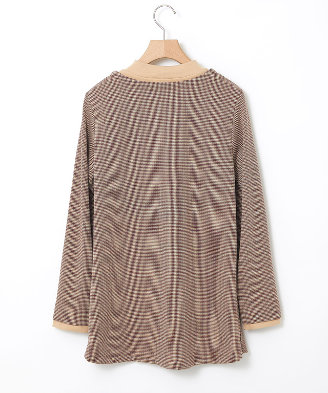 千鳥柄ドッキング デザインカットソー
