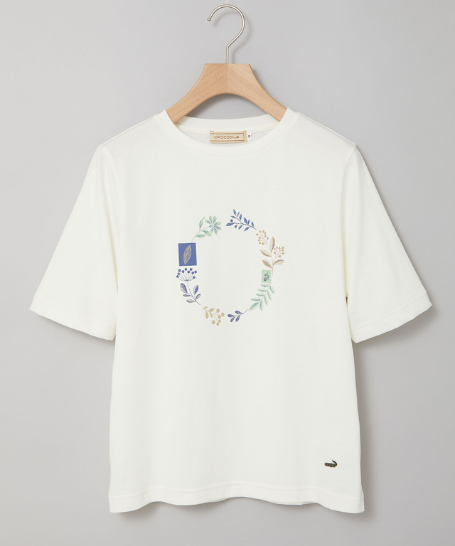 フラワーリース プリント Tシャツ