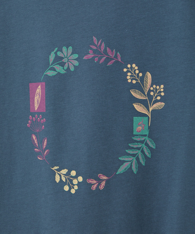 フラワーリース プリント Tシャツ