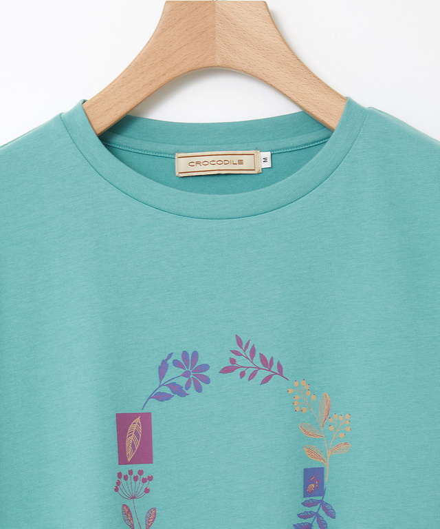 フラワーリース プリント Tシャツ
