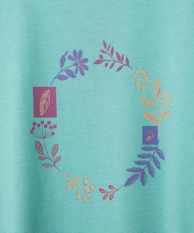 フラワーリース プリント Tシャツ