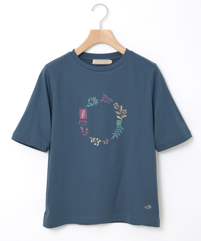 フラワーリース プリント  Tシャツ