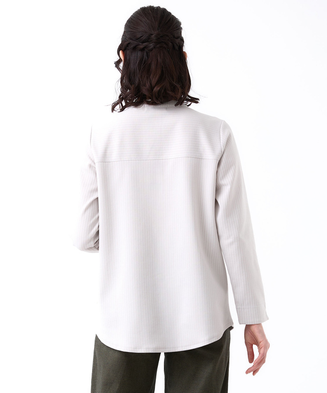 ストライプ ヘンリーネック カットソー