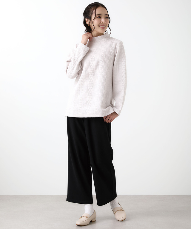 ケーブルジャカード ハイネック カットソー【一部店舗限定】